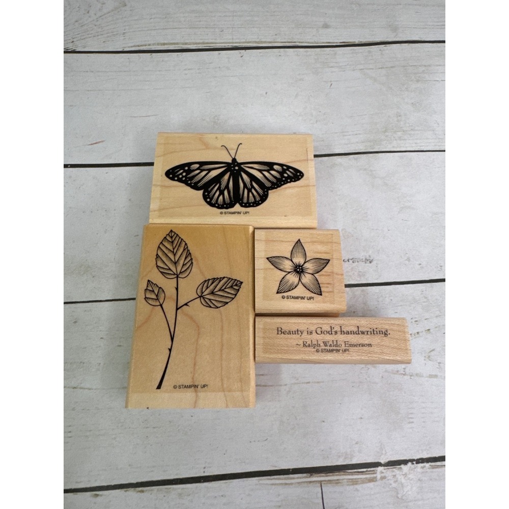 Stampin Up Gods Beauty Rubber Stamp Set Lot‎ 4 Butterfly Flower Nature